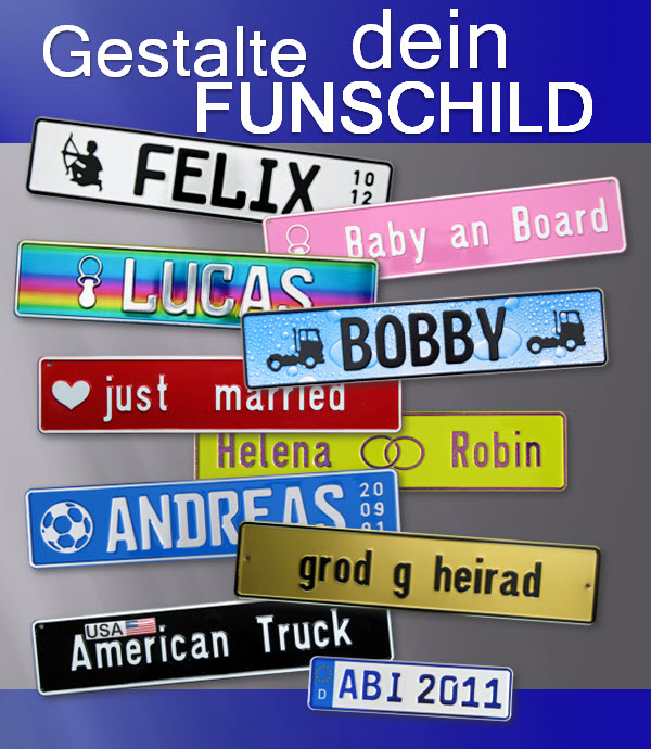 1 St Kfz Funschild Nummernschilder Autoschilder Wunschtext Name
